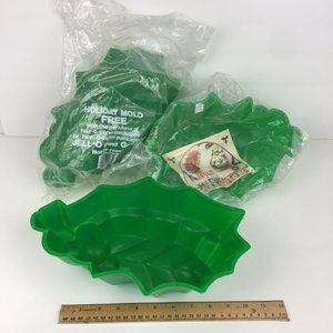 3 Vtg 1987 Jello Holiday‎ Mold Holly Christmas Winter Plastic 2 Sealed 1 Opened